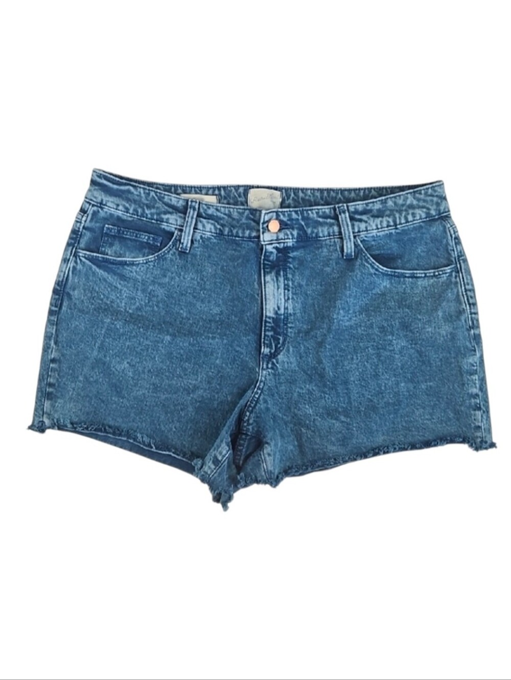 Vintage Style Mid Rise Denim Jean Shorts, Women's Size 16, 33" Waist Medium Wash